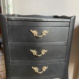 Pair of bedside tables style Louis XV black