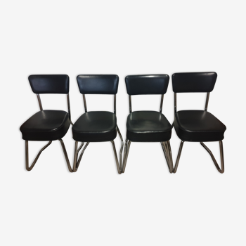 Série  de 4 chaises  Ronéo mobilier industriel  1950