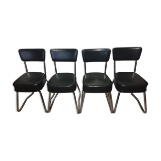 Série  de 4 chaises  Ronéo mobilier industriel  1950