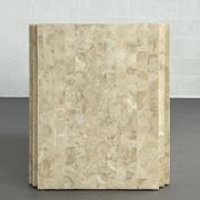 Vintage sideboard in stone and brass marquetry, 1980s