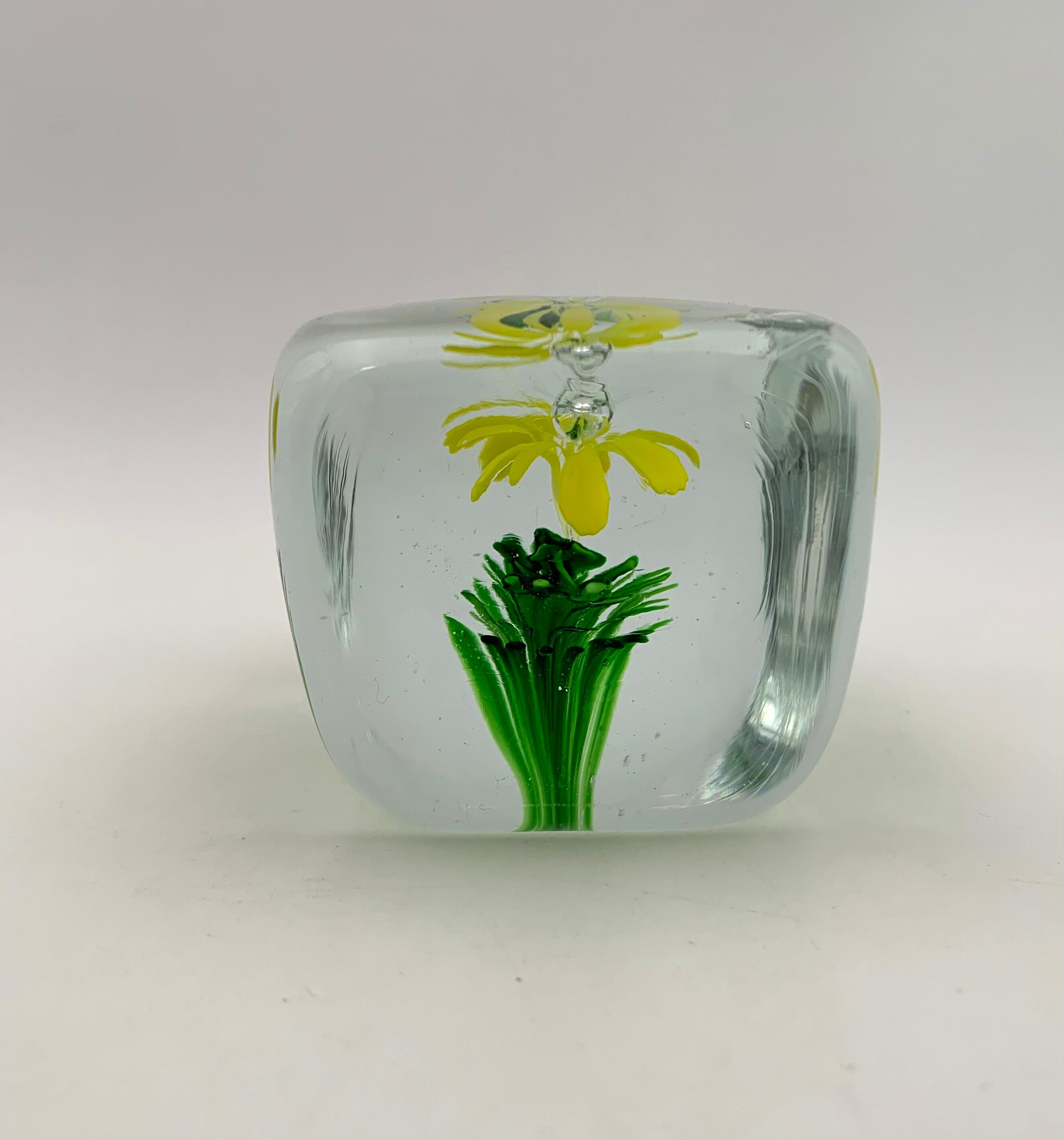 Sulfide, vintage paperweight, flower pattern