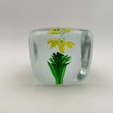 Sulfide, vintage paperweight, flower pattern