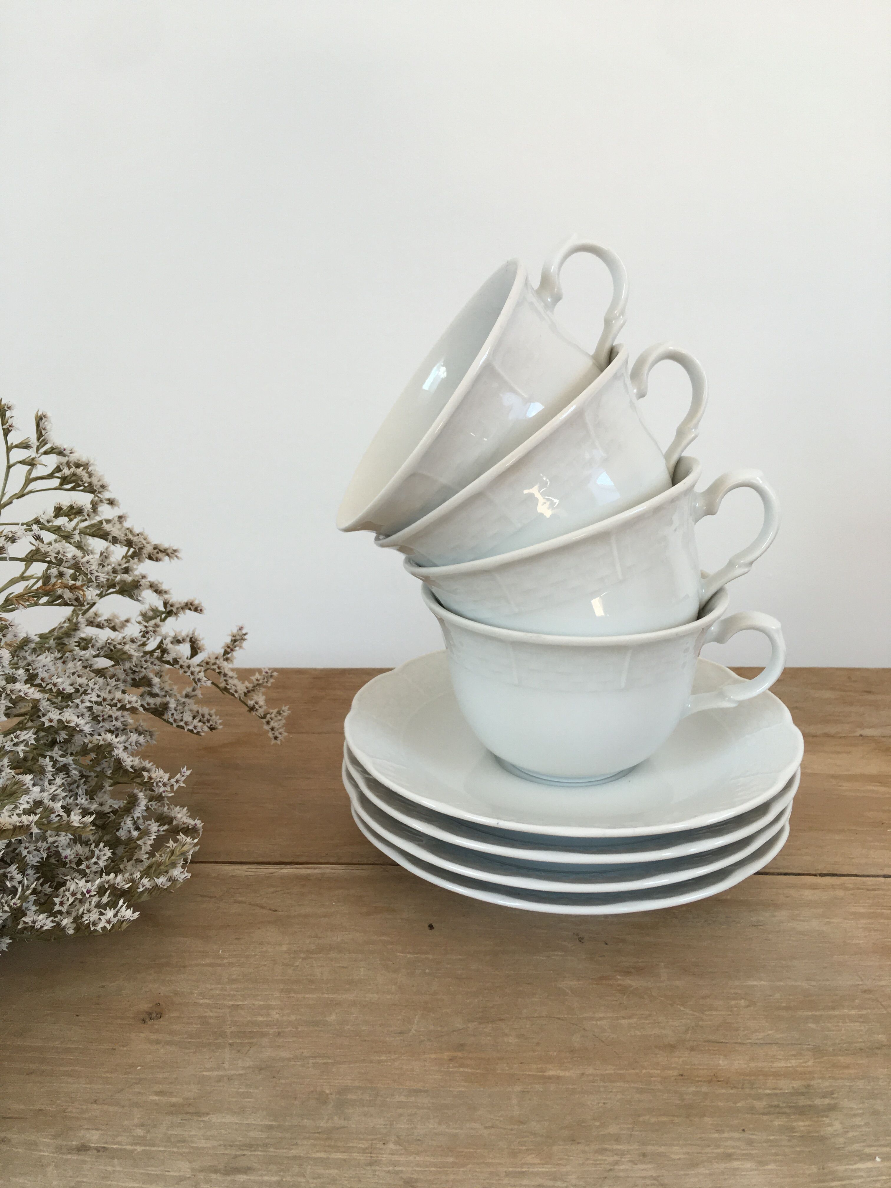 White porcelain tea cups
