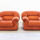 Vintage living room, club style, composed of a 3-seater sofa and 2 armchairs, 1970s