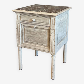Old wood and marble bedside table