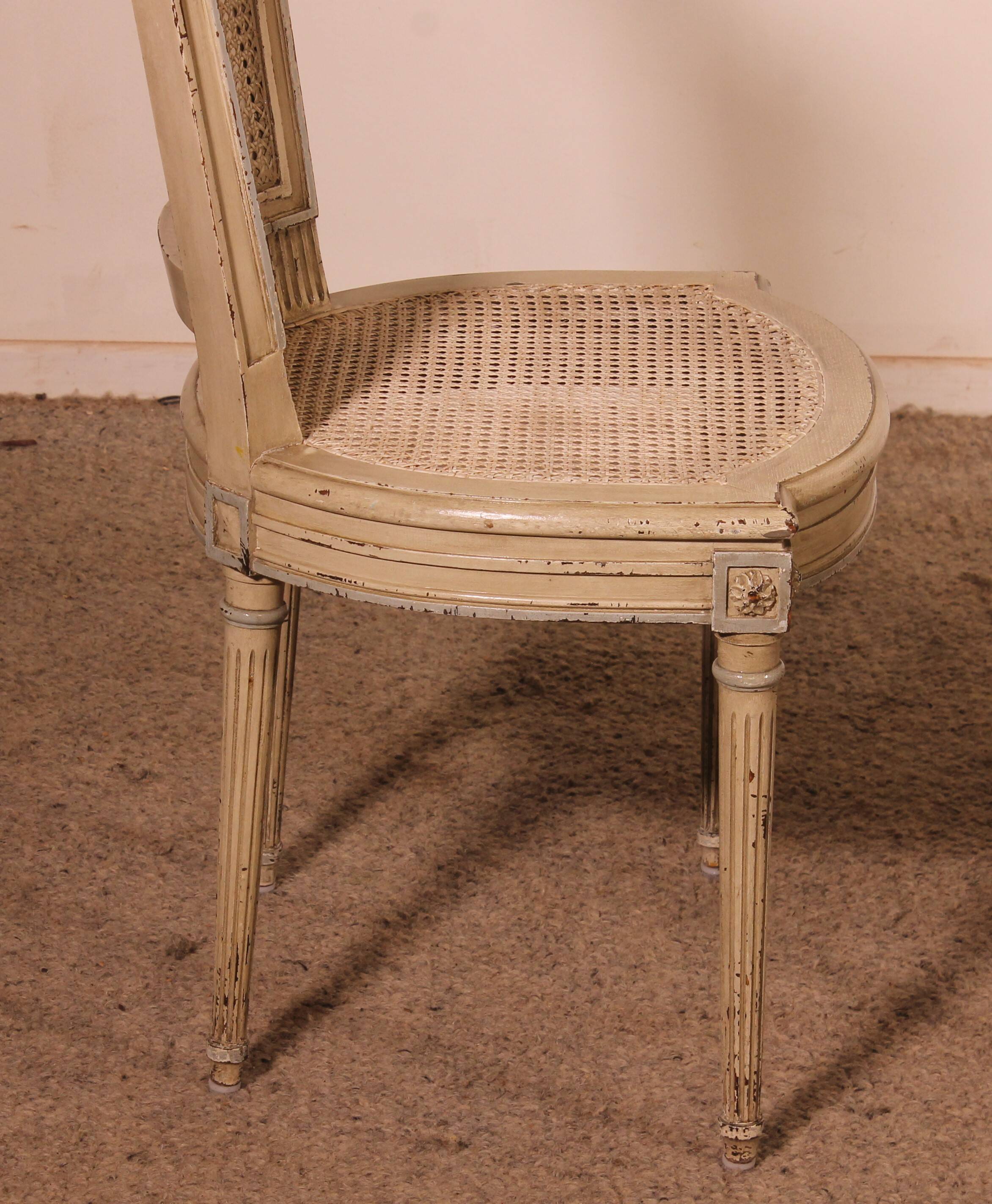 Set Of 12 Louis XVI Style Chairs In Polychrome Wood - 19th Century