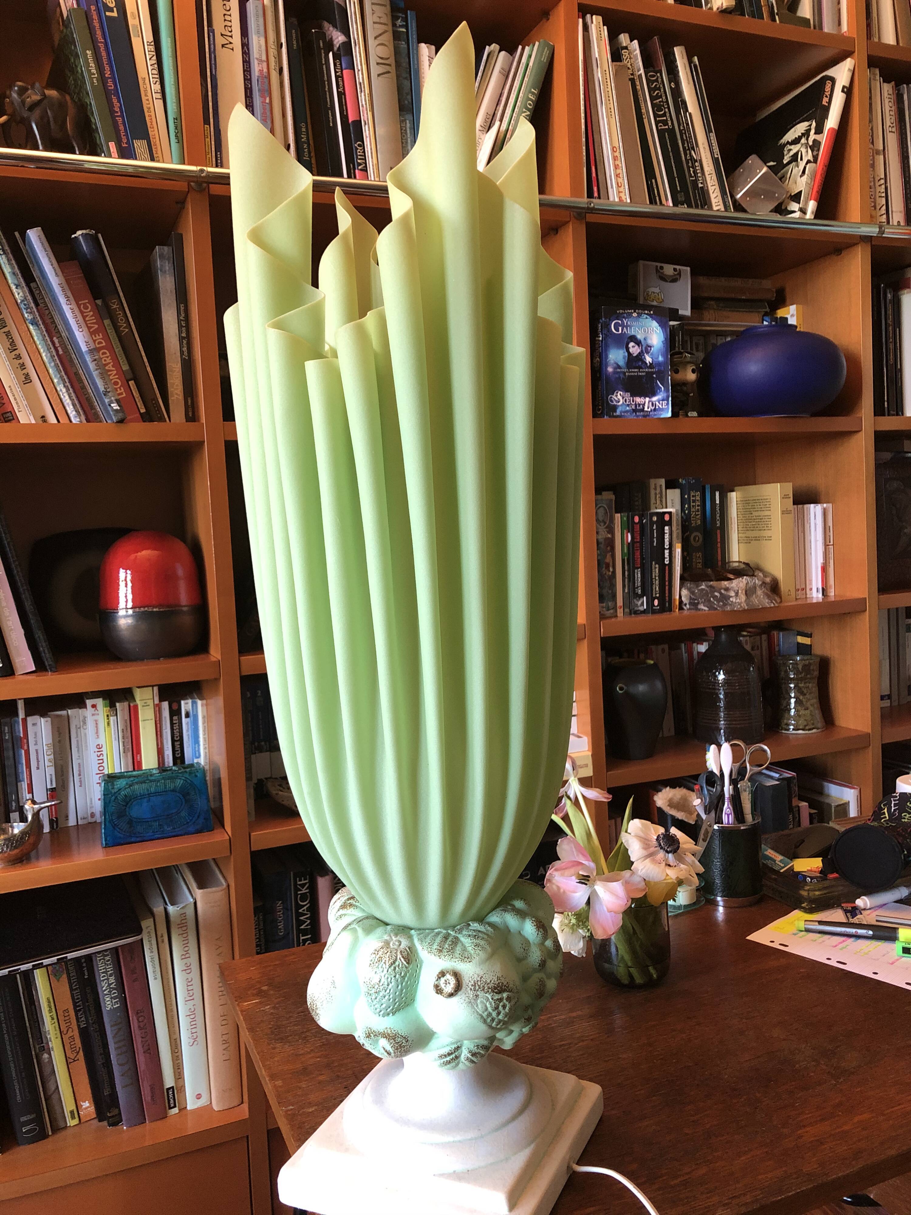 Green resin lamp signed Georgia Jacob circa 1970