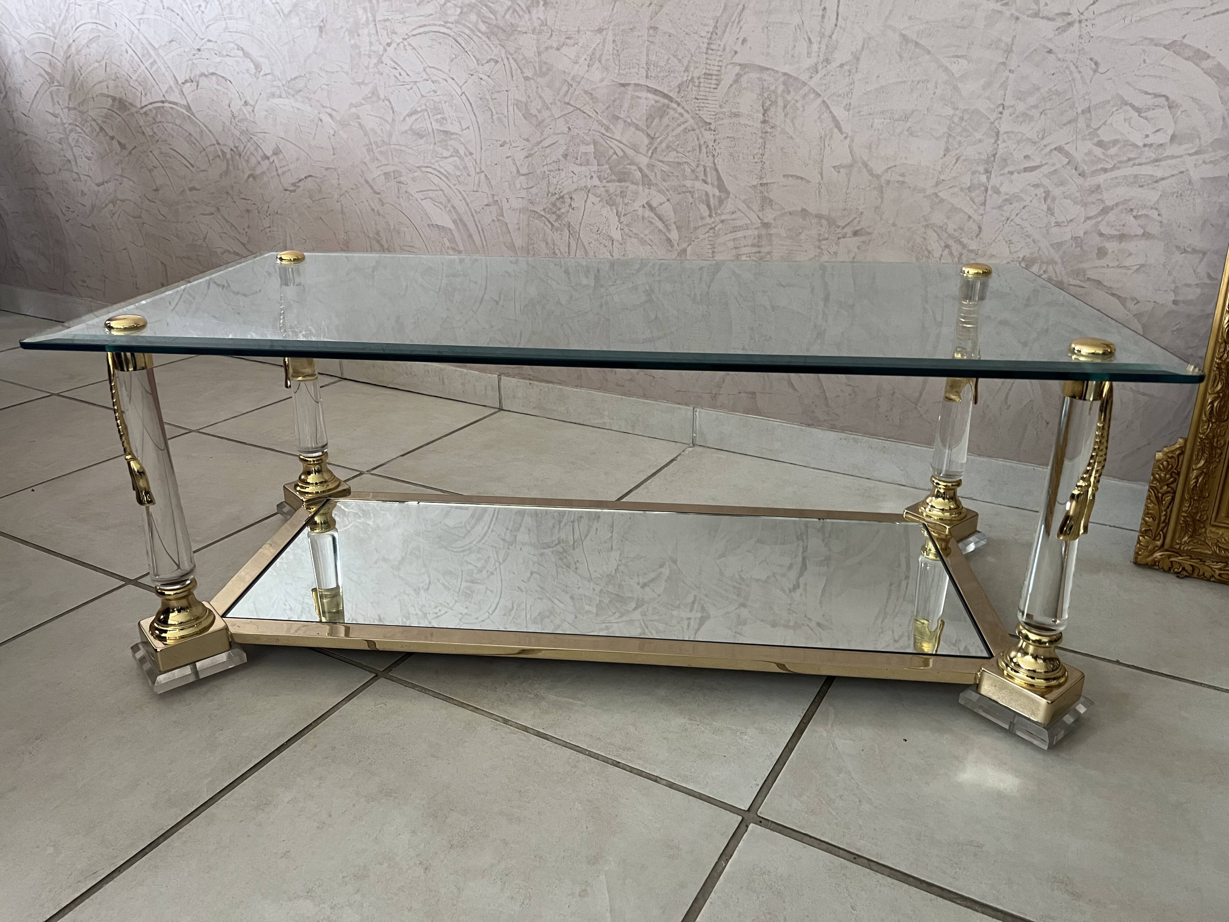 Hollywood Regency Glass Coffee Table
