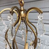 Remarkable 6-light cage chandelier with crystal pendants, complete in working order