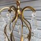 Remarkable 6-light cage chandelier with crystal pendants, complete and in working order.