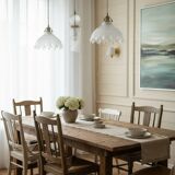 Triple pendant light with Holophanes and vintage tulips