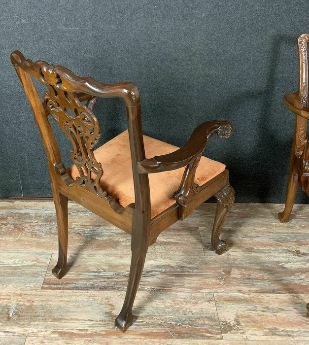 Pair of George II armchairs in 19th century mahogany era