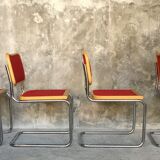 Chaise Cesca modèle B32 par Marcel Breuer, bois et velours rouge - 1970