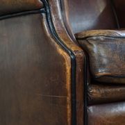 Sheep leather wing chair with patina