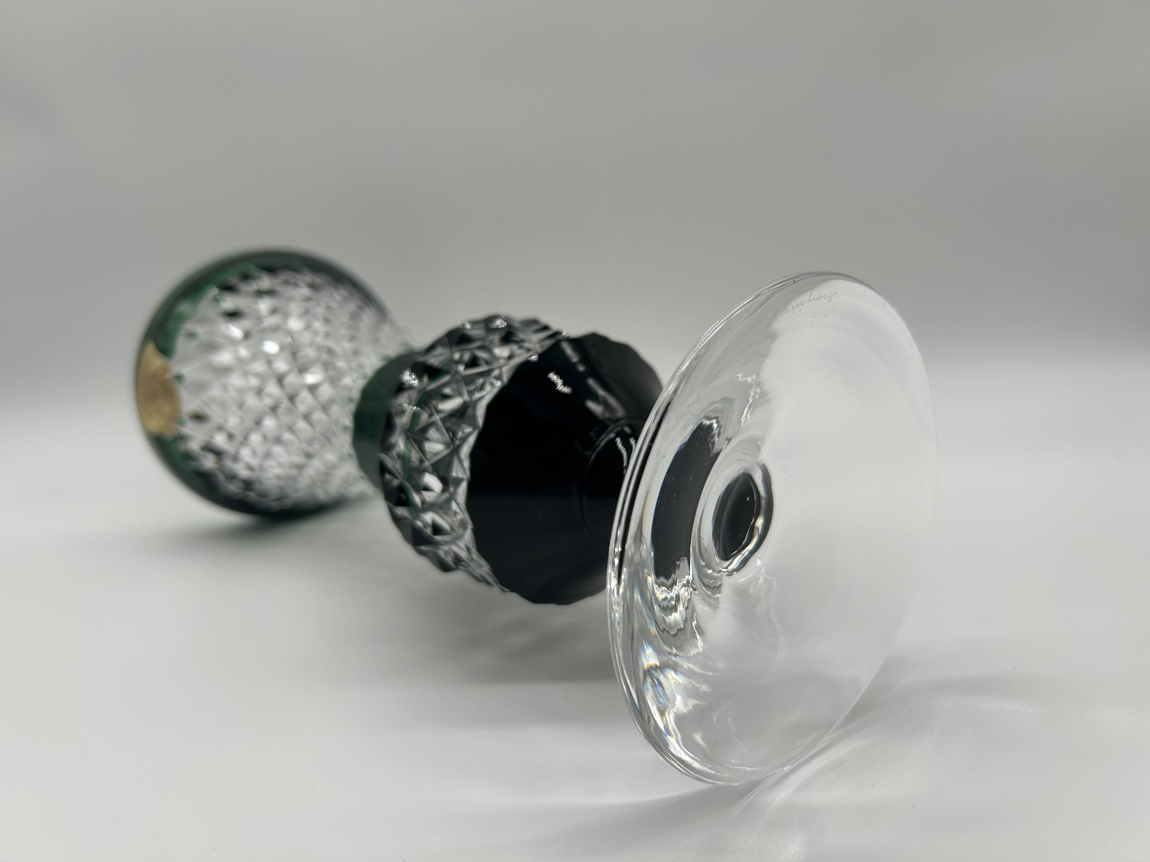 Val Saint-Lambert crystal vase, cut and lined in green