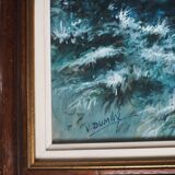 Painting Under snowy wood mountain landscape by Victor DUMAY (1901-1981)