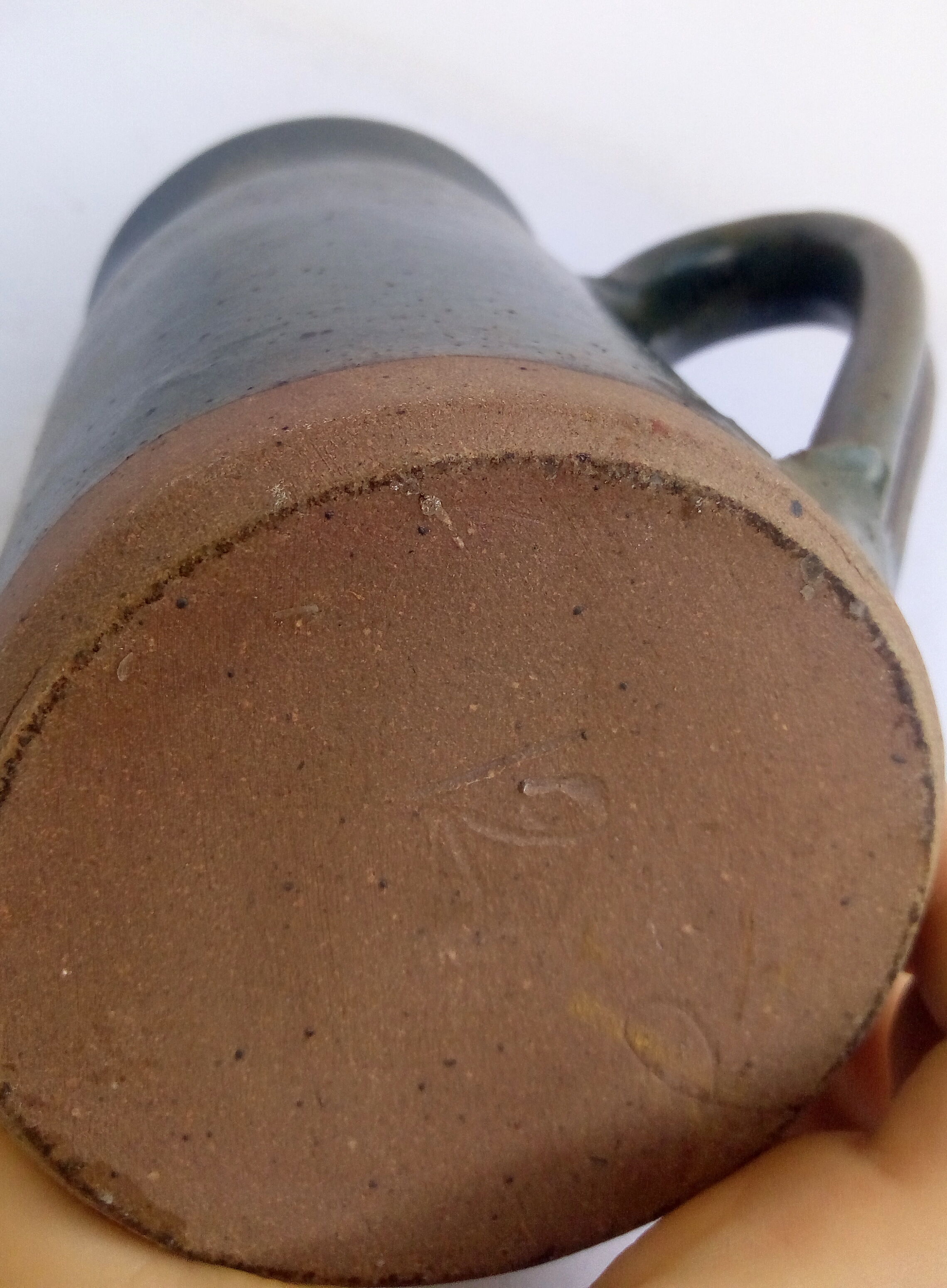 Khaki green enamelled pitcher