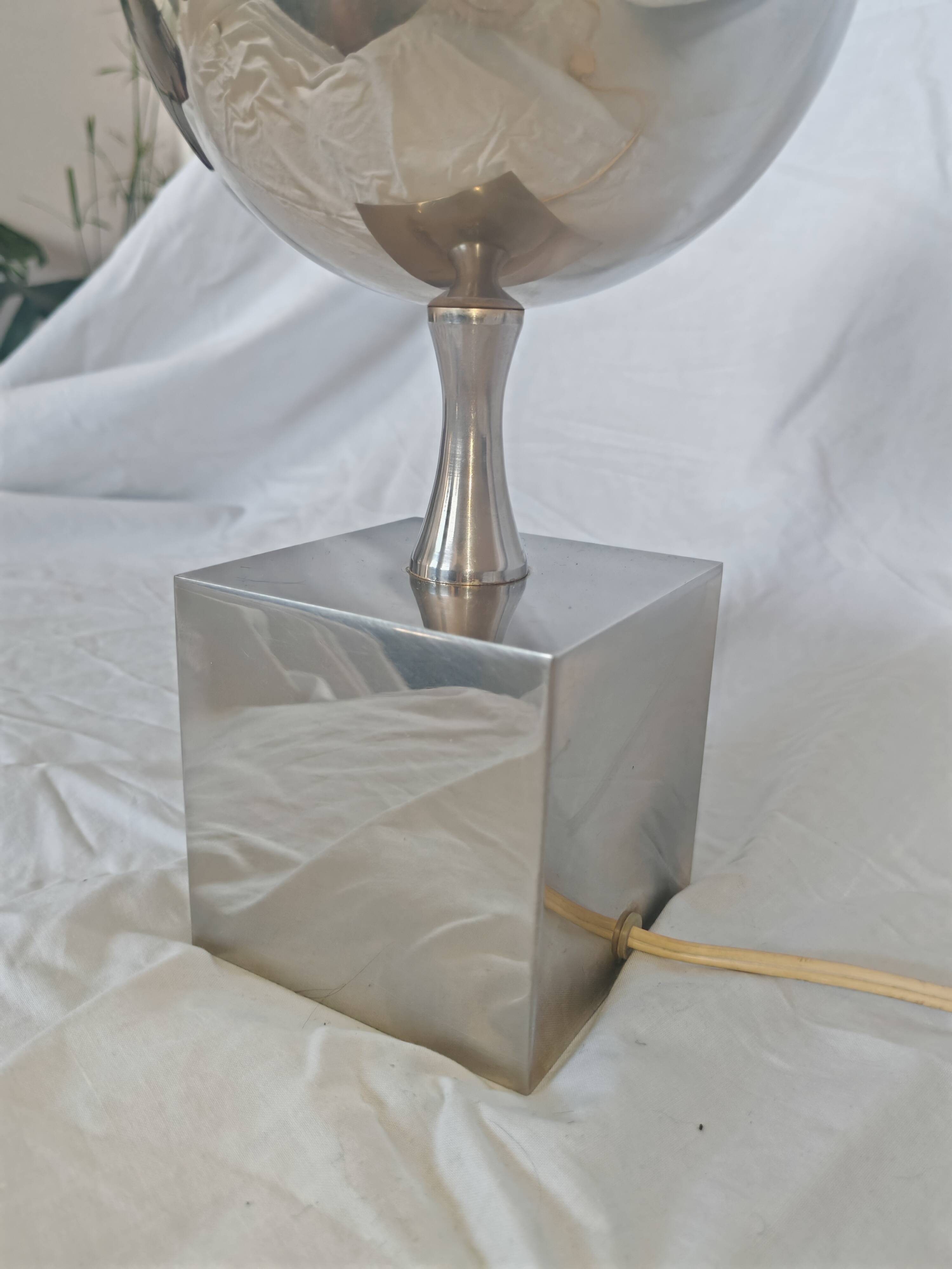 Pied de lampe Philippe Barbier, inox, 1970