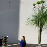 Belgian vase in blue and beige flamed stoneware