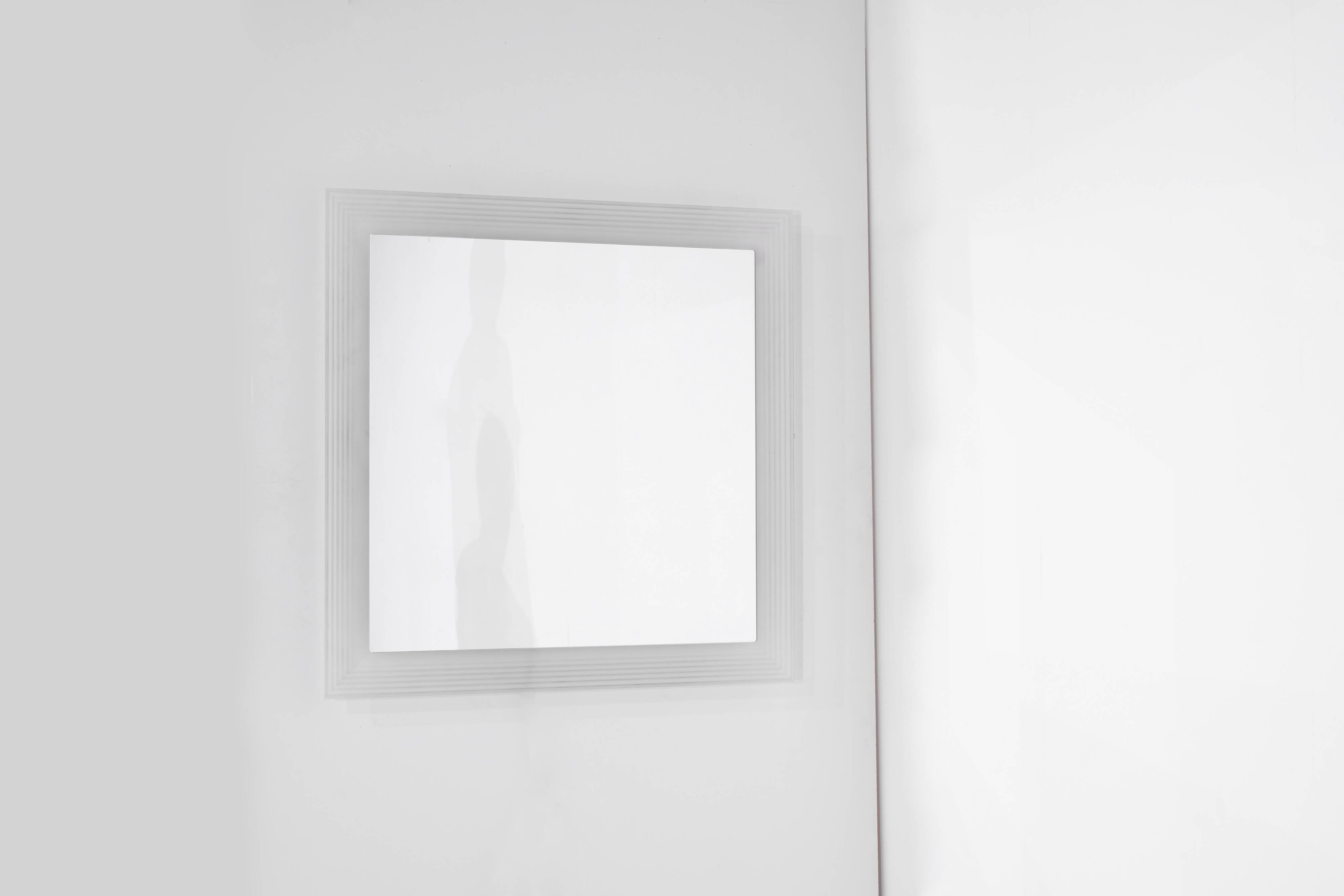 Vintage Square Glass Mirror, Italy 1970s.