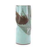 Blue vase with abstract ceramic decor by Jean Cacheleux