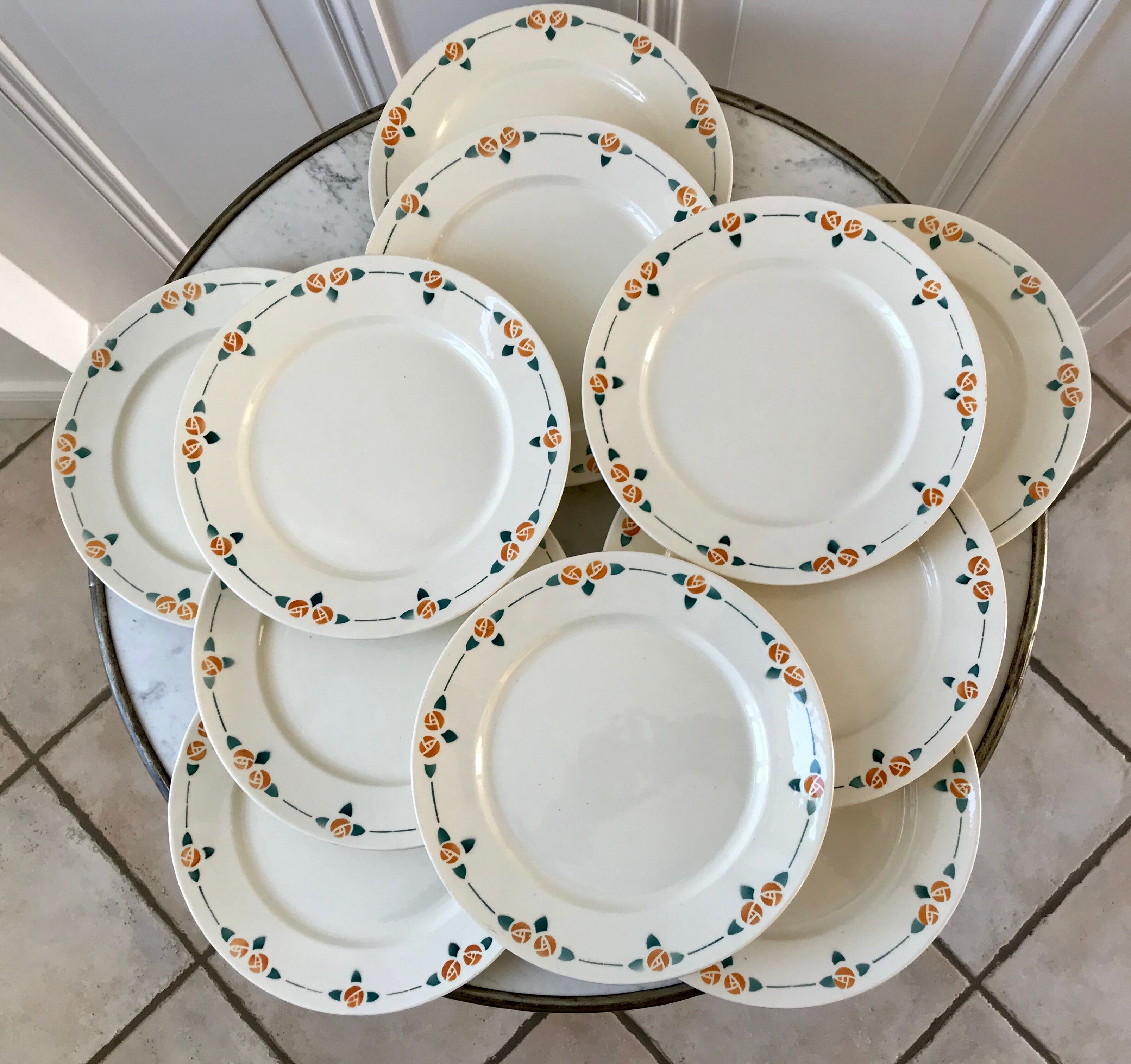 Set of 11 dessert plates Badonviller 30s