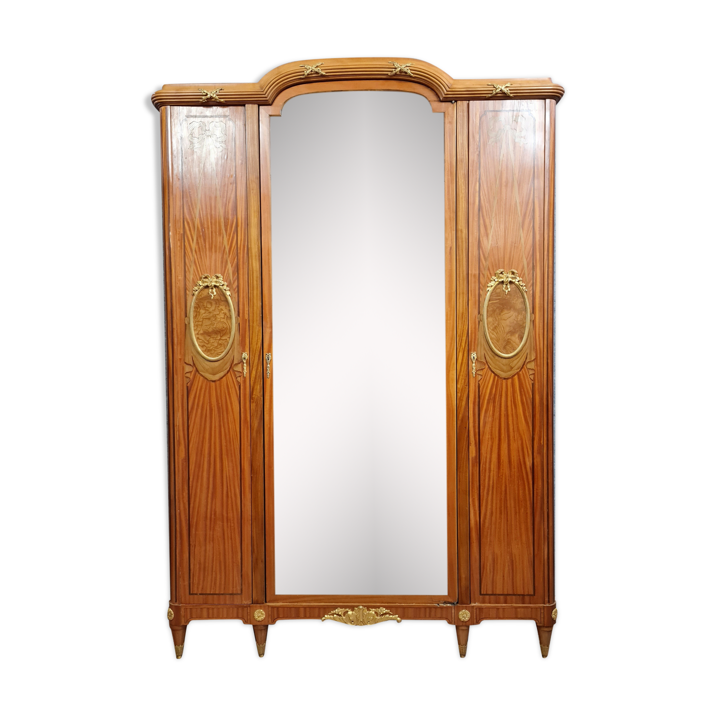 Louis XVI library cabinet in noble wood marquetry around 1850-1880