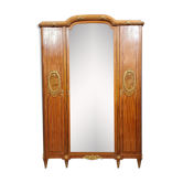 Louis XVI library cabinet in noble wood marquetry around 1850-1880