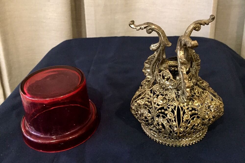 Chrome brass night light or candle holder