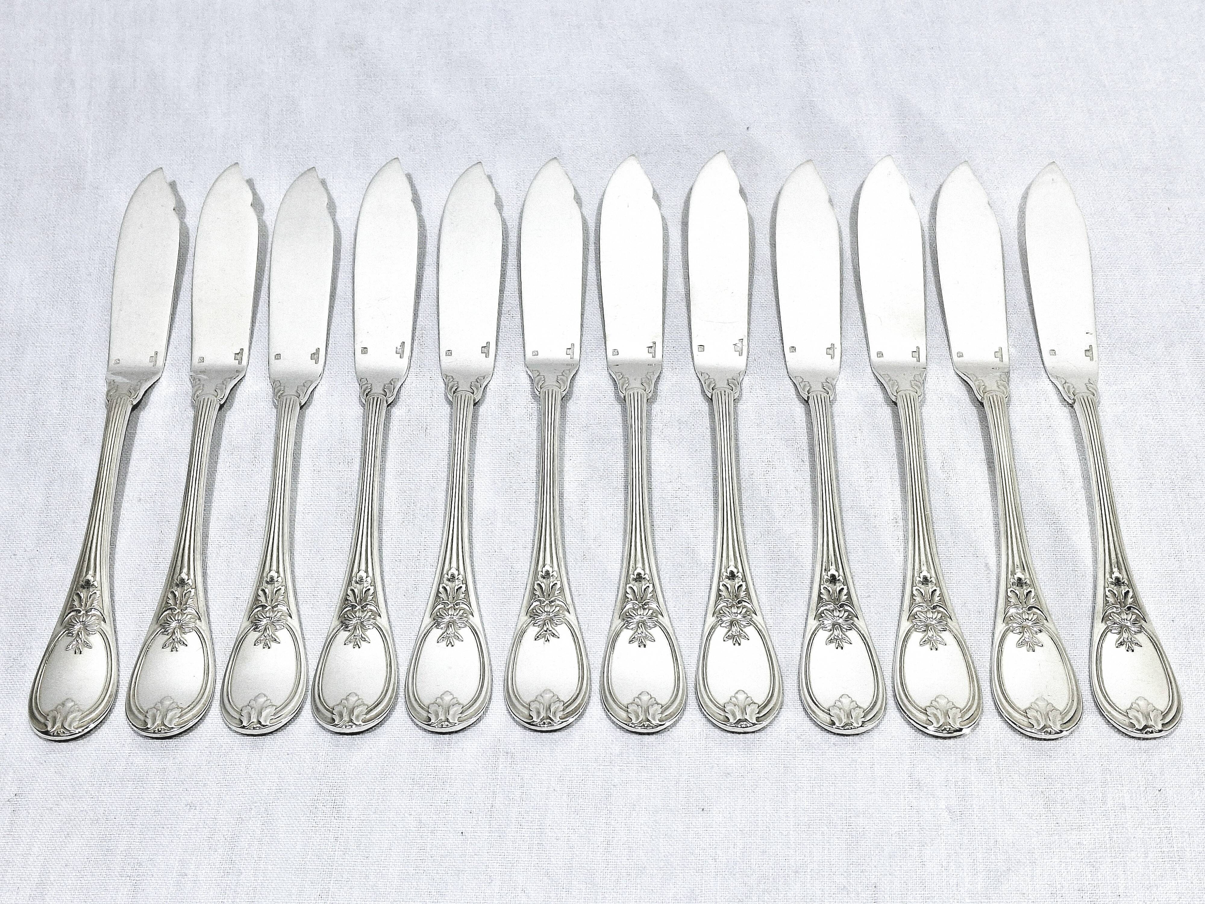 Christofle Cutlery Set - Trianon Model - 155 Pieces, Silver-Plated Metal