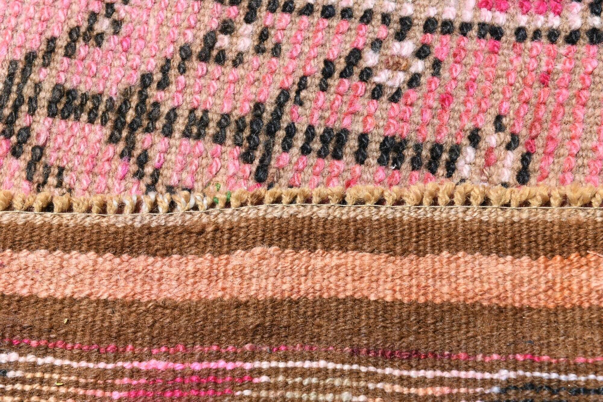 Tapis Couloir Rose à Médaillons, Tapis Turc Vintage, 86x364 Cm