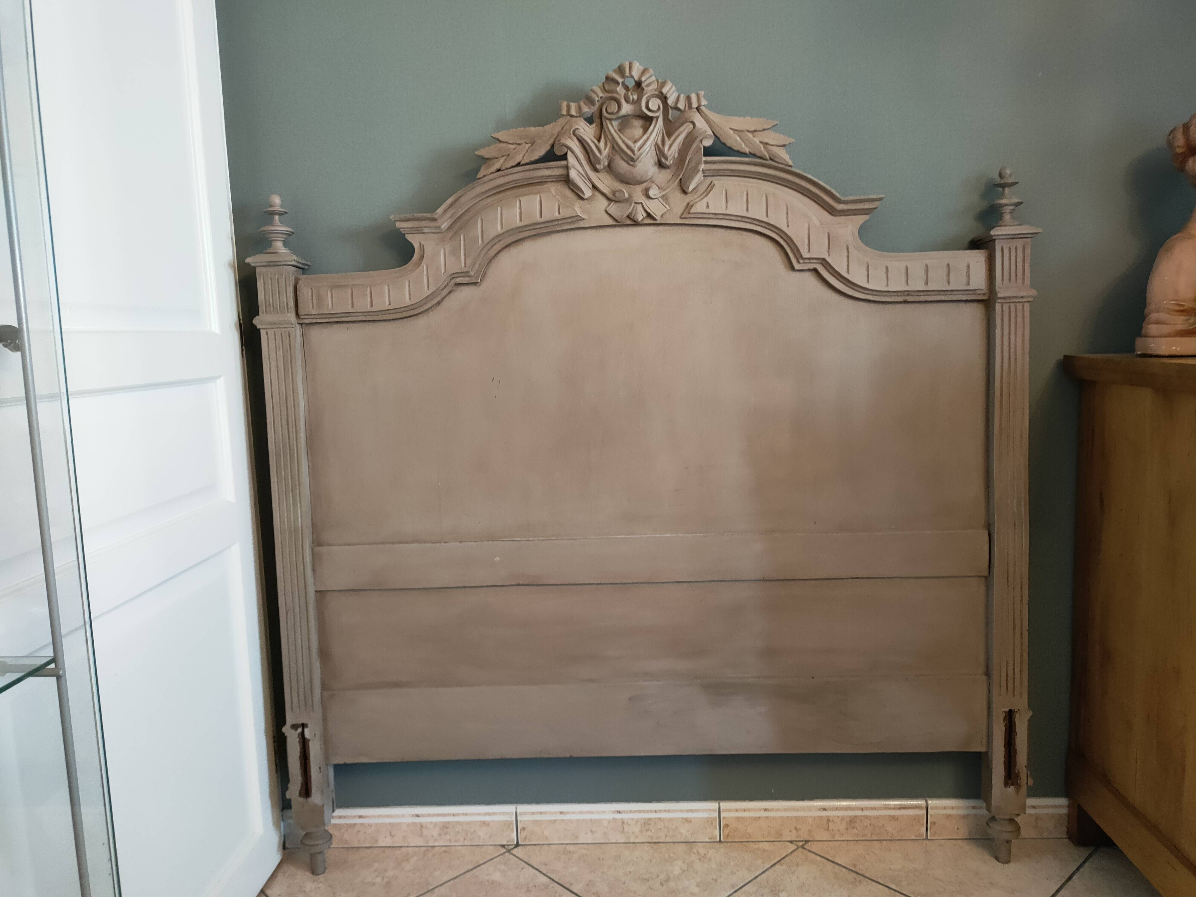 Antique painted wooden headboard