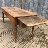 Antique cherry farmhouse table with 2 drawers and 1 pull-out