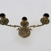 Pair of old candle holders with 3 branches in bronze, year 50/60