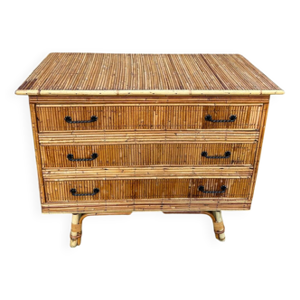 Commode en rotin vintage 1960