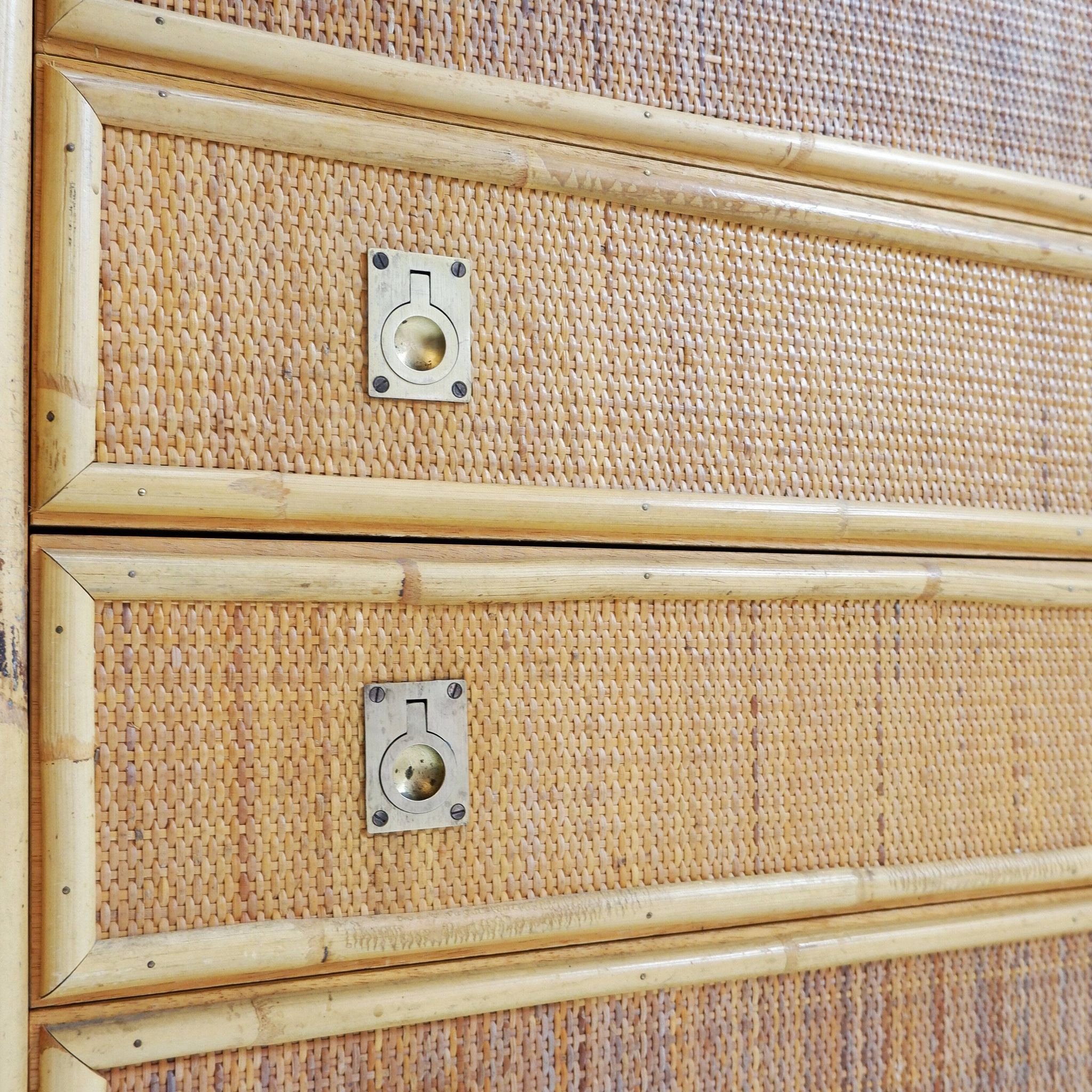 Dal Vera chest of drawers in bamboo and wicker/rattan, Italy 1960s