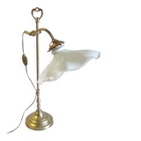 Articulated table lamp in brass and opaline - mid 20th century.