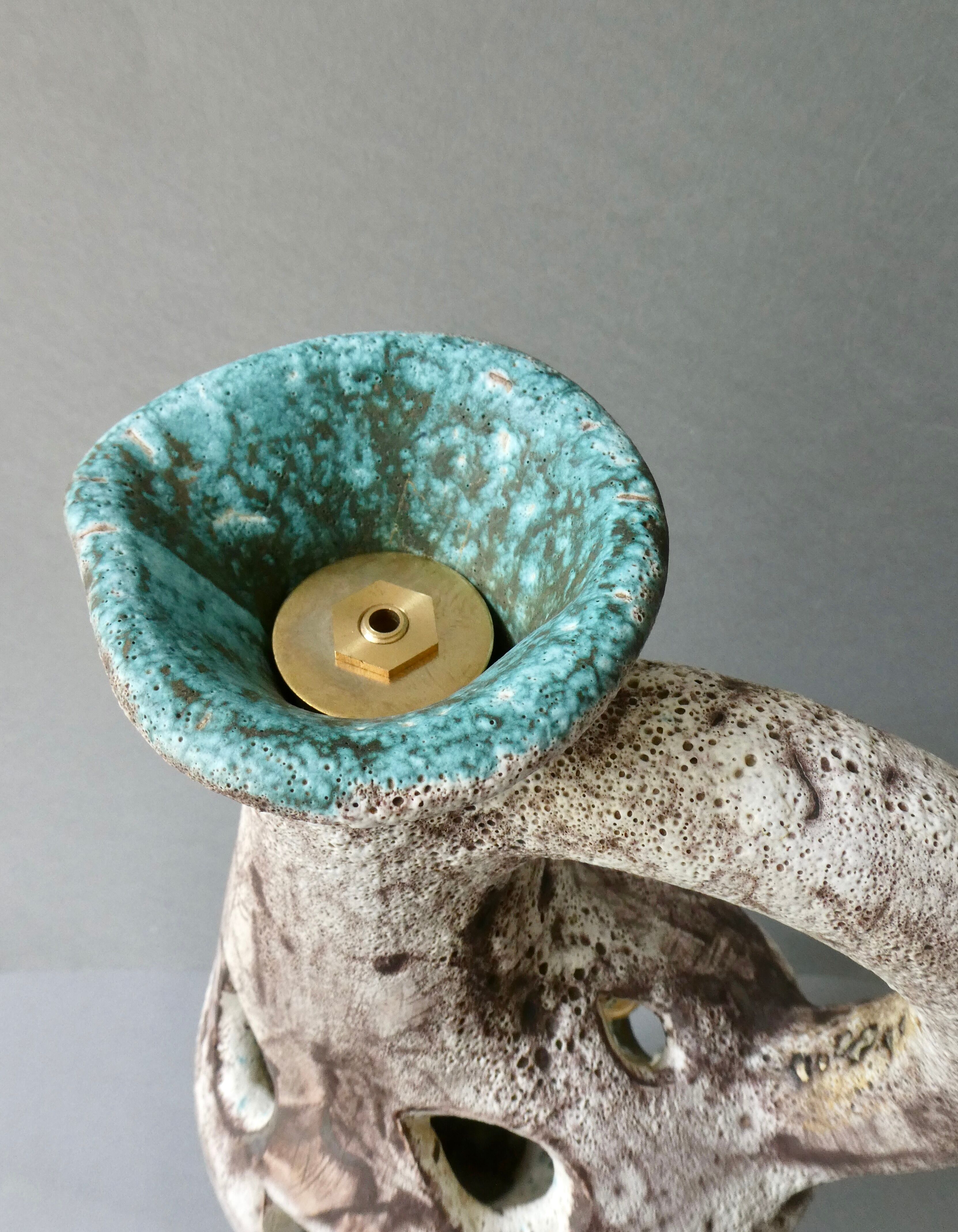 Openwork ceramic lamp from Vallauris, 70s