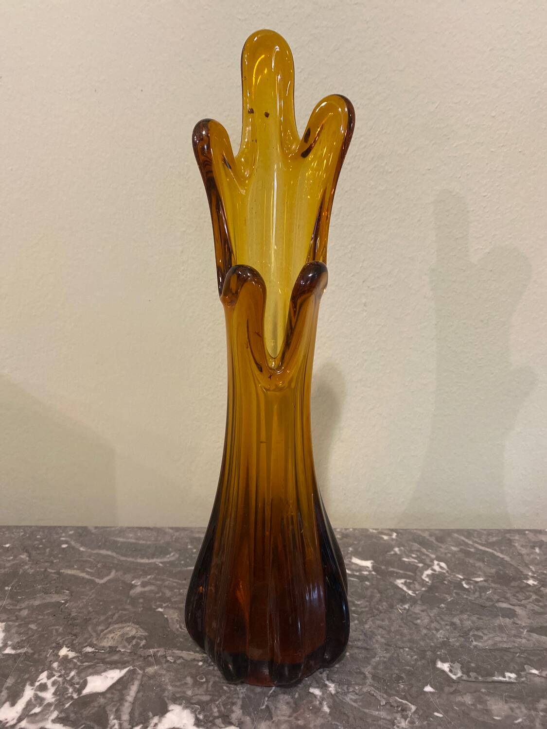 Amber glass vase