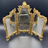 Miroir Triptyque, Bronze Doré, vers 1900.
