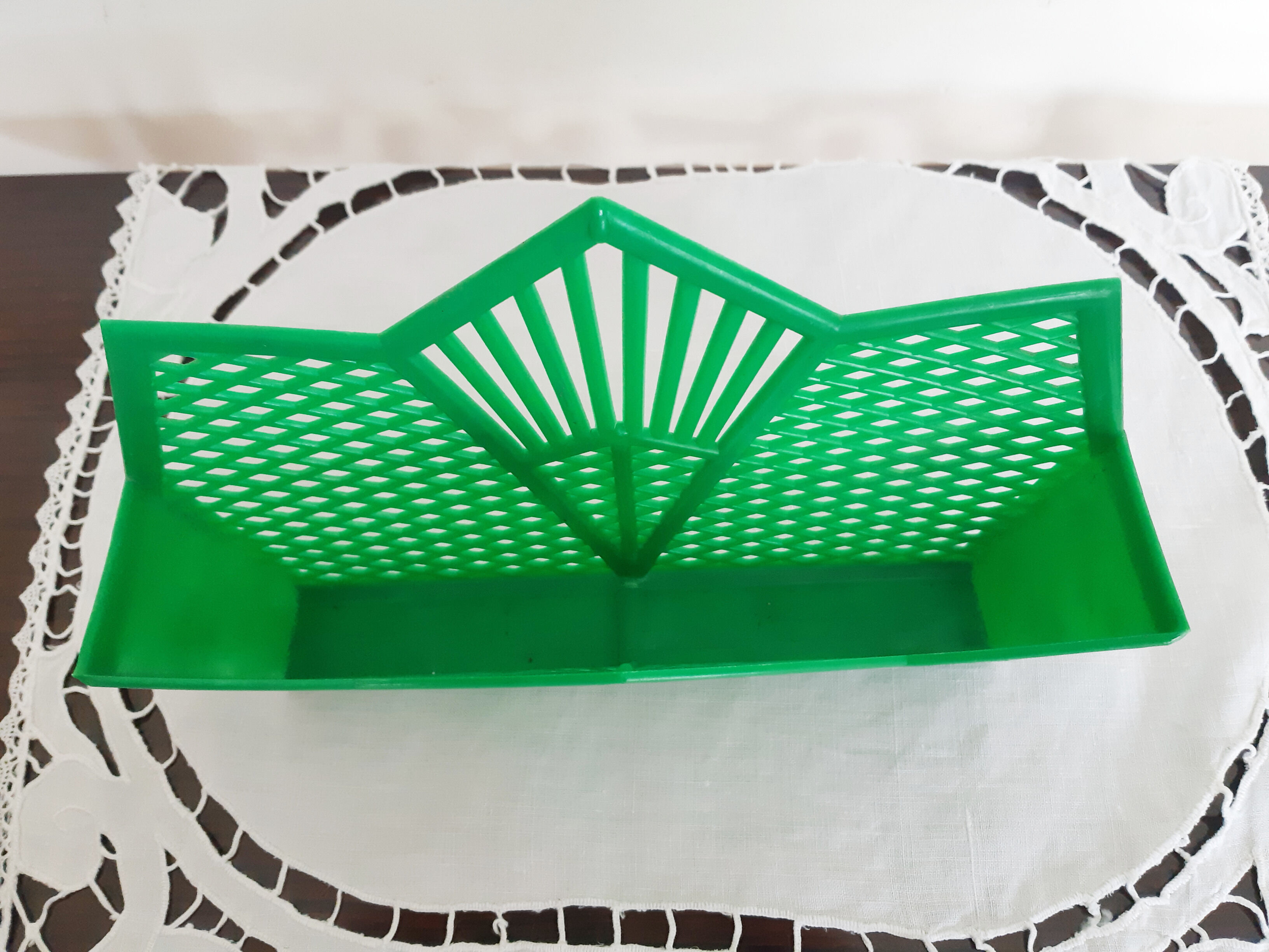 Vintage green plastic mail rack, 50s