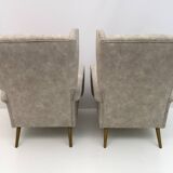 Pair of Gio Ponti Mid-Century Modern Italian Velvet "Alata" Lounge Chairs