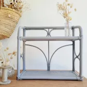 Etagère rotin ancienne grise