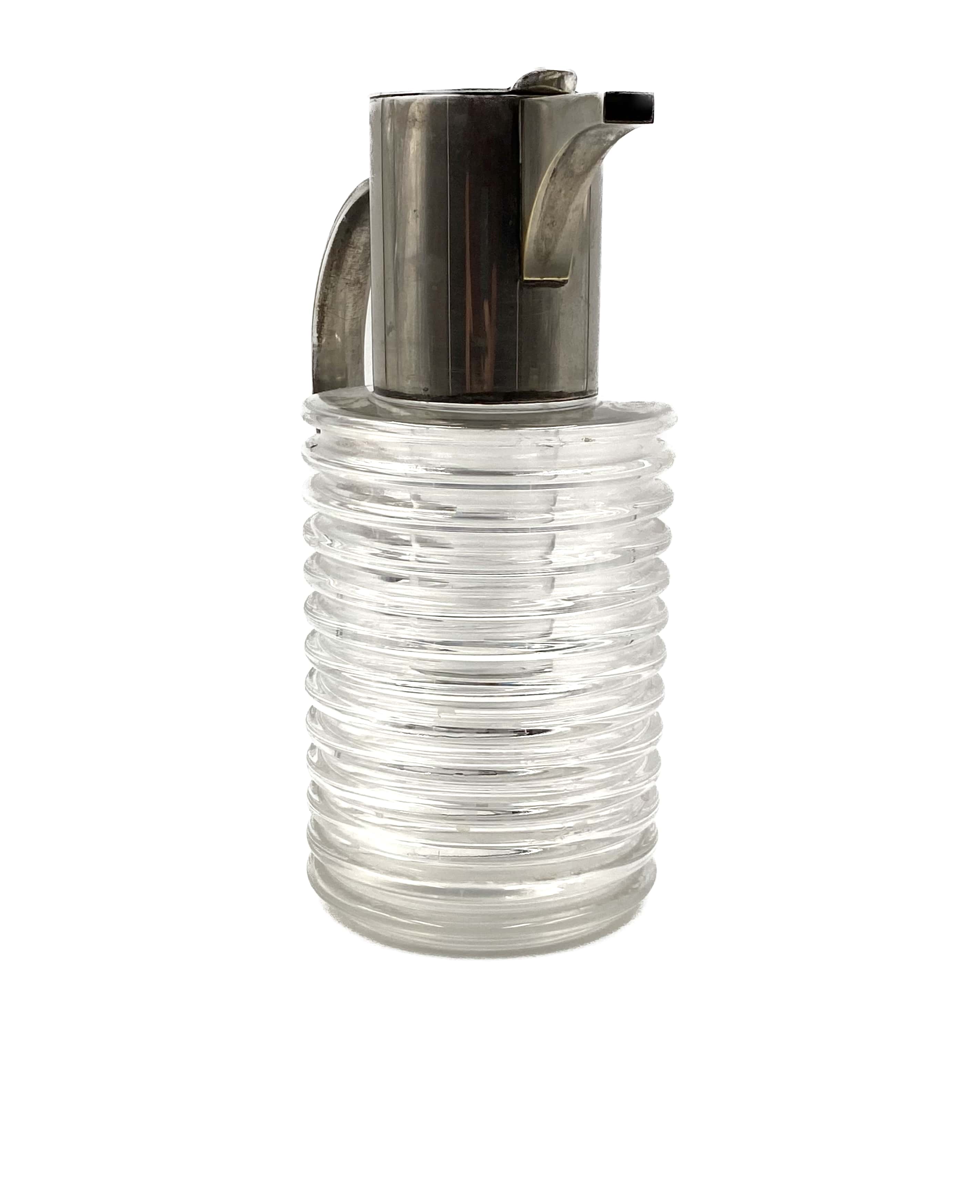 Sergio Asti silverplated and glass jug  Arnolfo di Cambio 1968