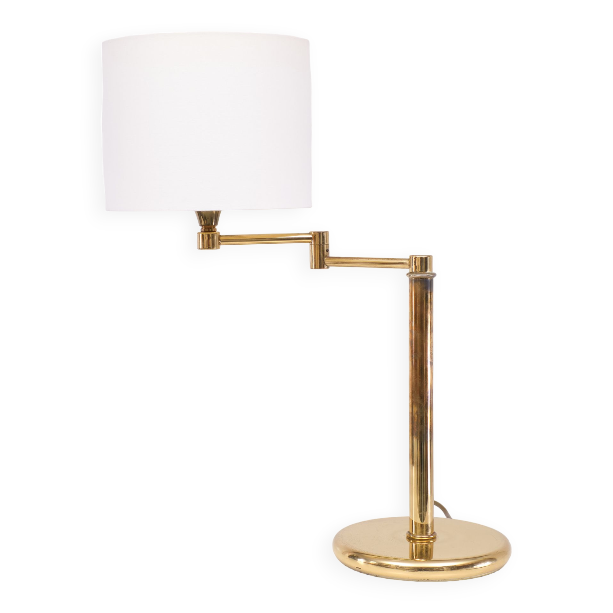 Brass swing arm desk lamp Deknudt 1970s
