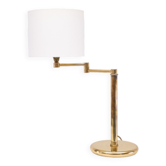 Brass swing arm desk lamp Deknudt 1970s