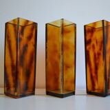 3 vases vintage 80's plexiglas écaille de tortue