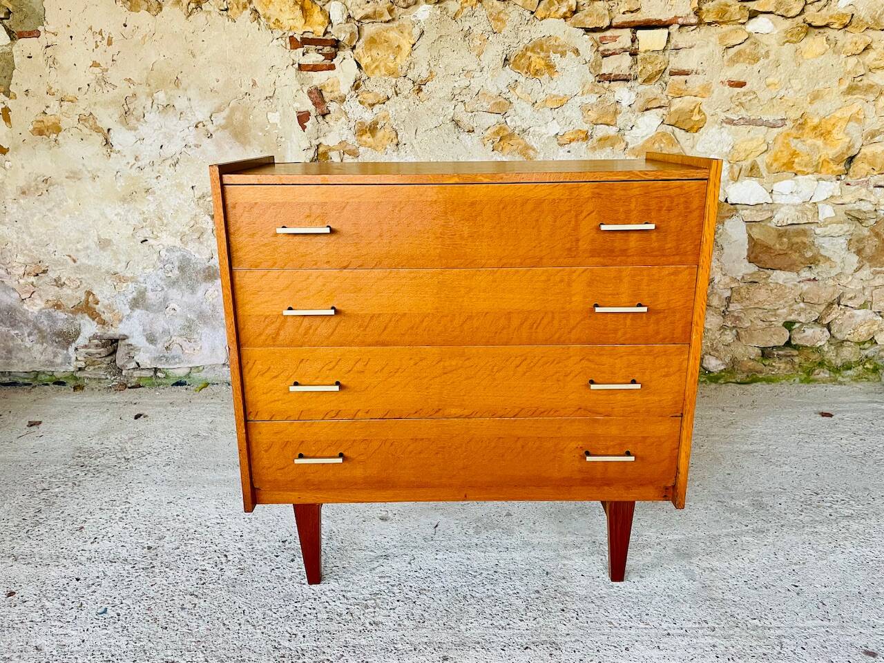 Vintage Scandinavian style oak chest of drawers circa 70's