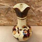Antique JASBA Ceramic Pitcher Brown Beige Flower Decor Germany Vintage #B243