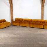 Cini Boeri for Arflex Modular Strips Sofa in Ocre velvet, Italy 1968